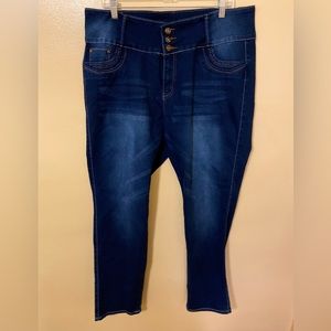 Dark Blue Beaded Pocket Stretch Skinny Jean Women’s Plus Pants